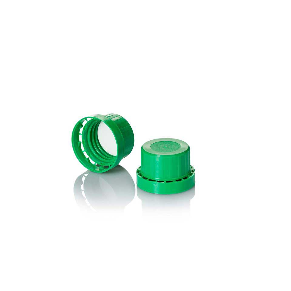 Stockists Of 32/415 Green Tamper Evident Screw Cap - Ribbed