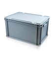 61 Litre Large Euro Container With Hinged Lid (600x400x335mm)