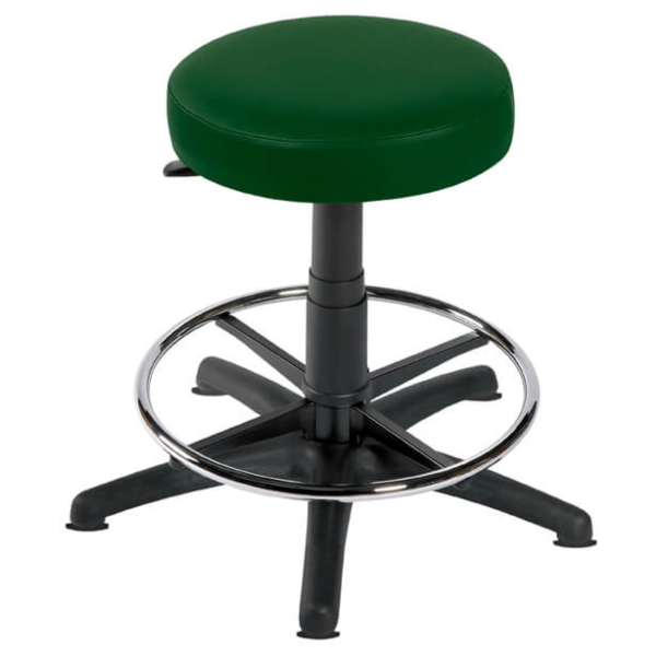 Gas Lift Examination Stool with Glides and Foot Ring - Green