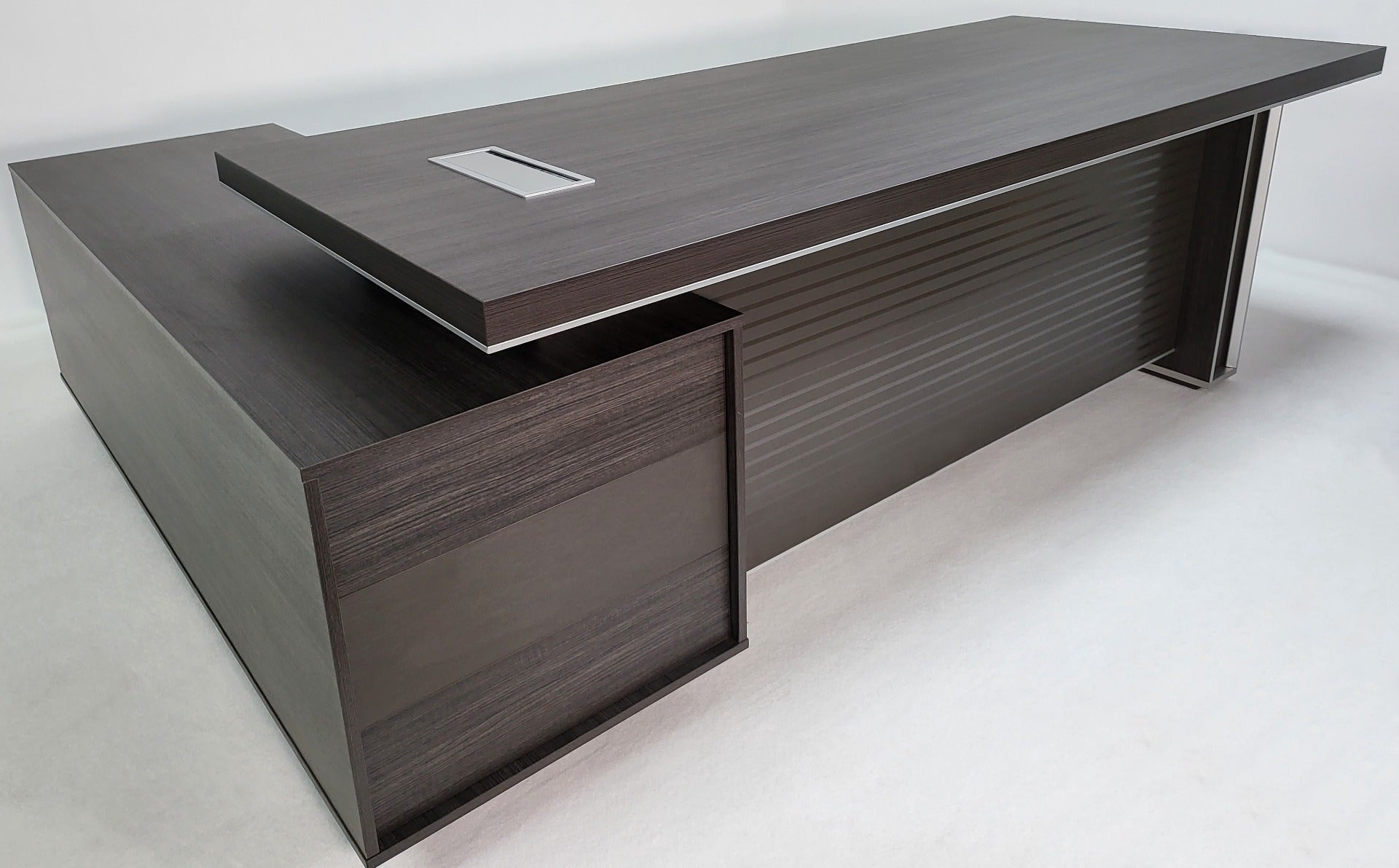 Large Stylish Grey Oak Corner Executive Office Desk with Built in Storage - 2400mm - BJS-D1124 UK