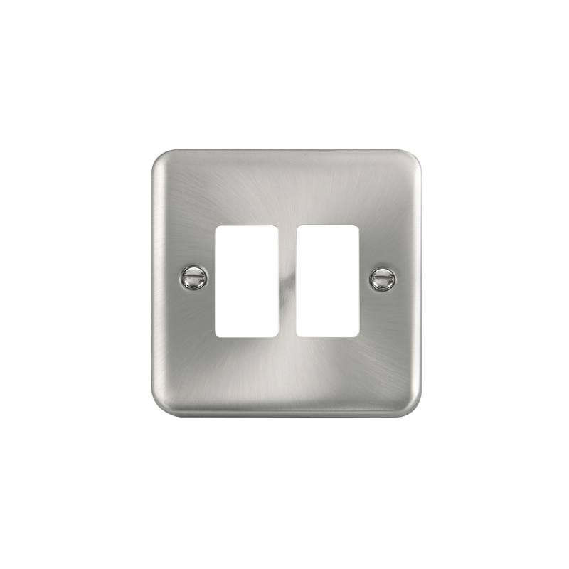 Click GridPro Deco Plus 2 Gang Frontplate Satin Chrome