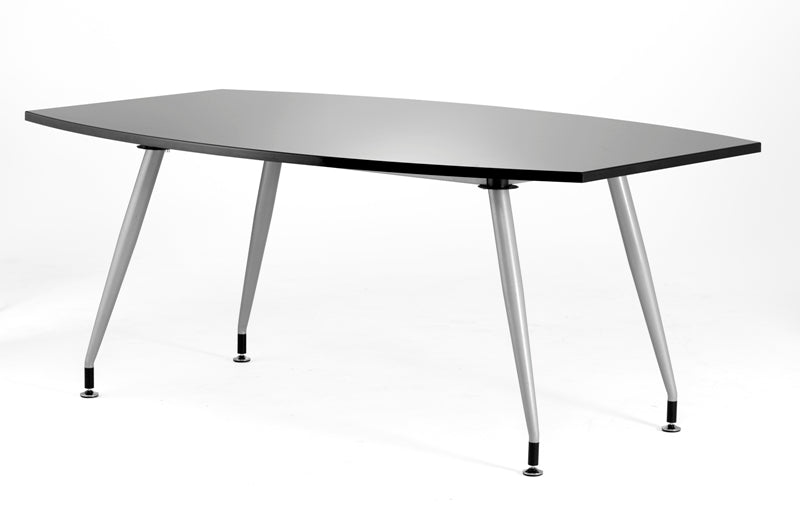 1800mm Wide High Gloss Boardroom Table with Silver Legs - Black or White Option UK