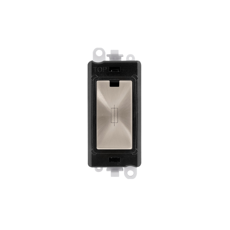 Click 20AX Brushed Stainless 13A Fused Module Insert Black