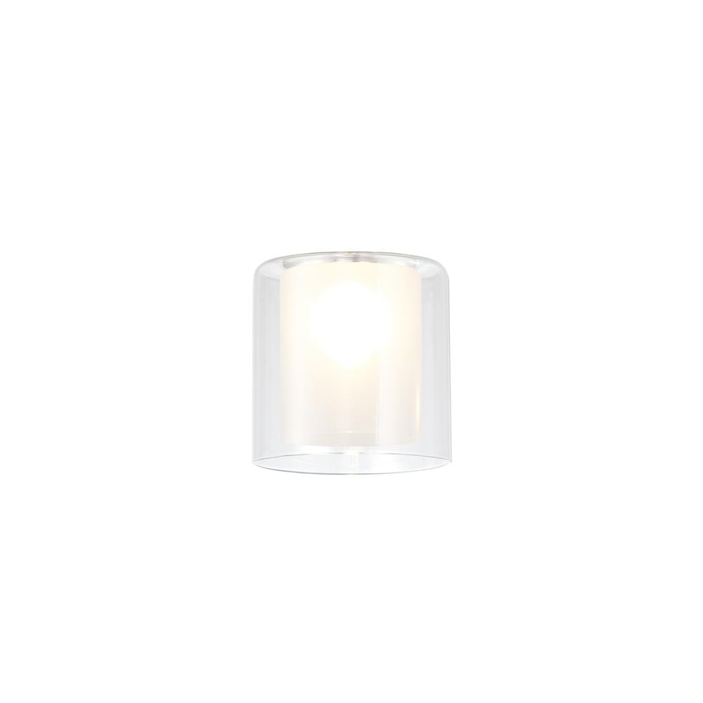 Luxuria Apex 140x140mm Medium Cylinder Clear Outer And Frosted Inner (H) Glass Shade