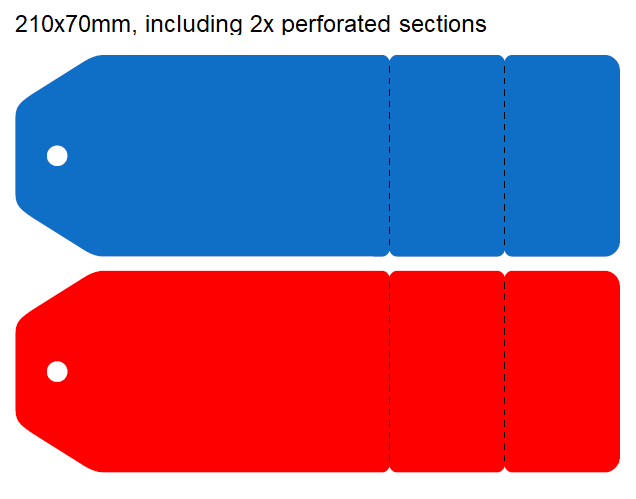210x70mm Colour-coded Blank Write-On Tags, with perforated tabs