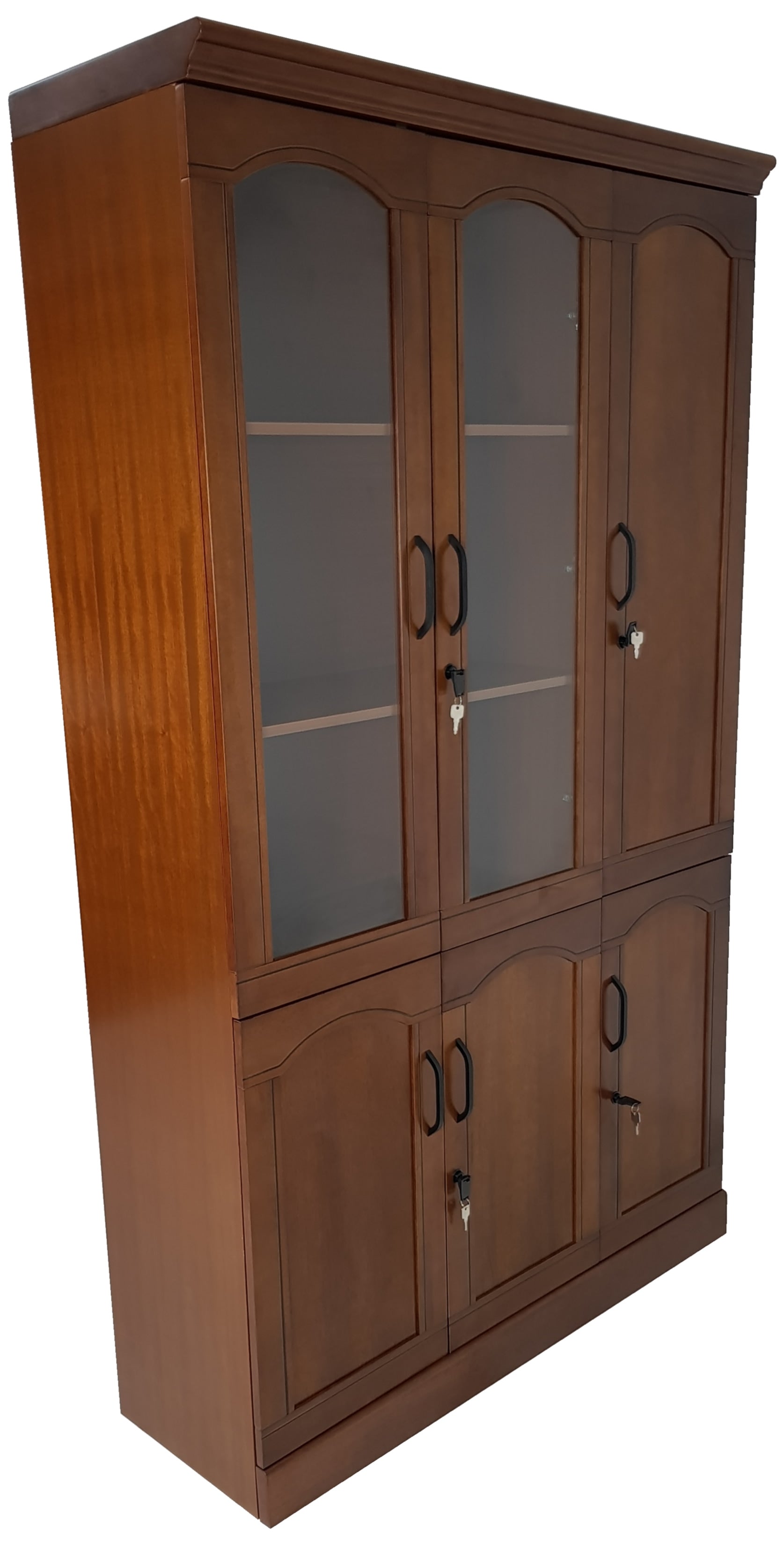 Real Wood Veneer Three Door Executive Bookcase - 1861A-3DR UK