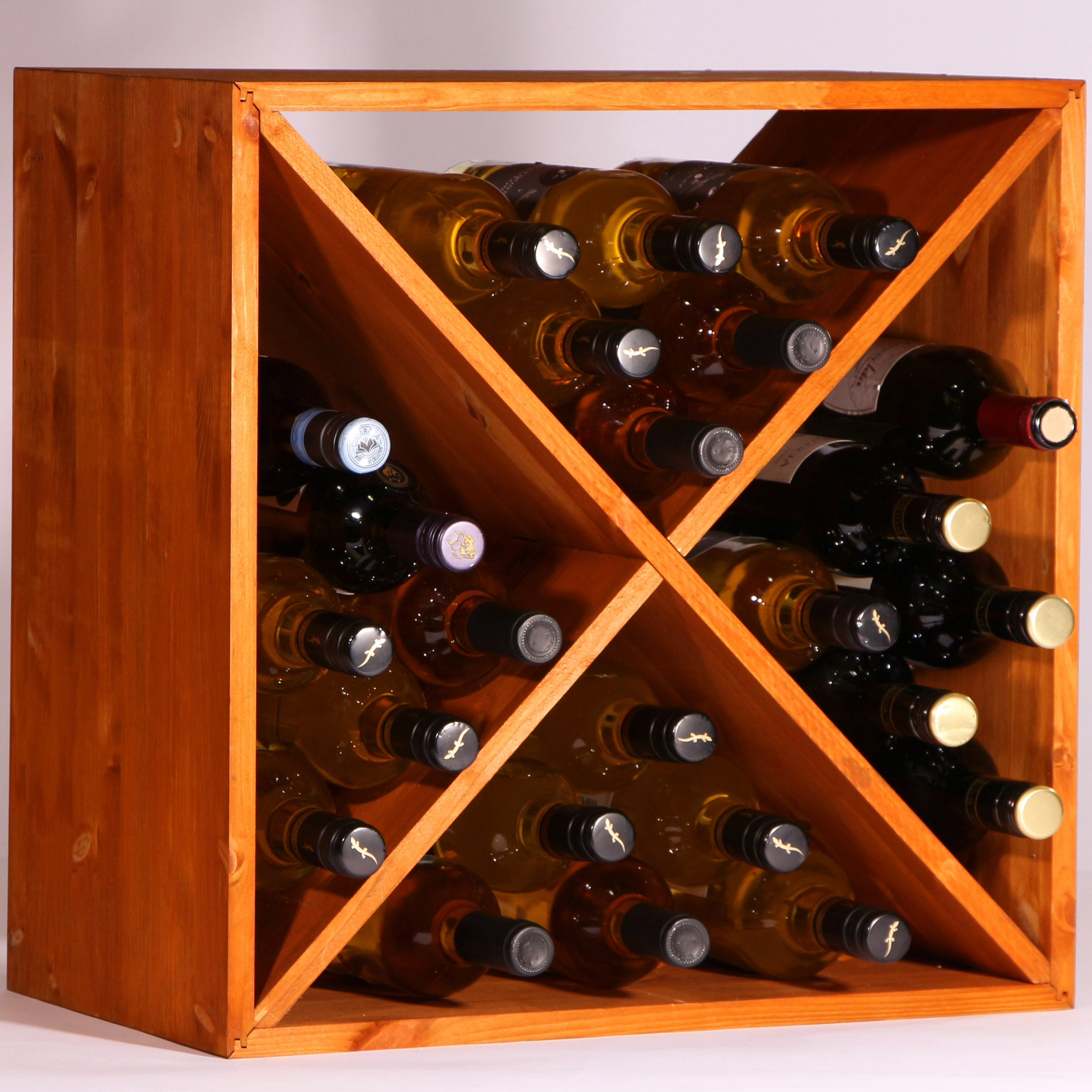 Wine Rack Cube - Assembled - Golden oak stain
