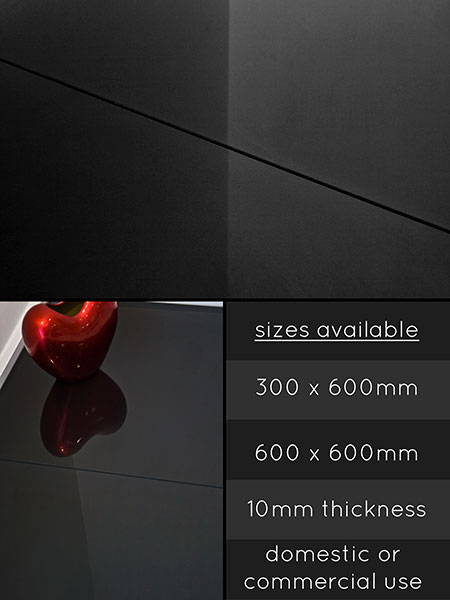 Black Gloss Porcelain Floor Tiles (98A)