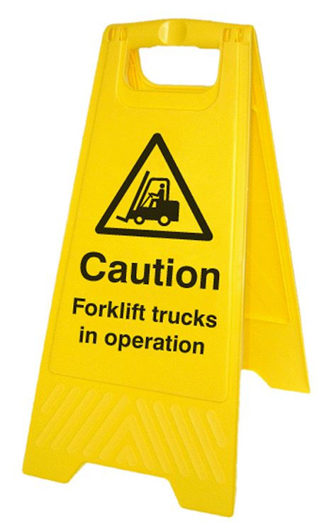 Caution forklift trucks in operation (free-standing floor sign)