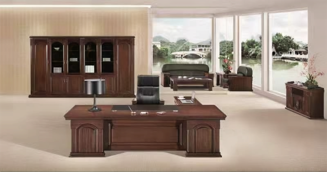 Providers Of Large Executive Office Desk Real Wood Veneer with Pedestal and Side Return - 2400mm / 2600mm / 2800mm - DSK-7G241 Near Me