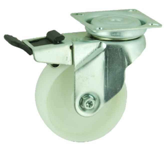 Nylon Plate Swivel Castor Brake 150mm 100kg Load