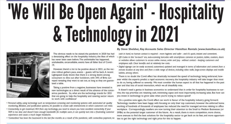 'We Will Be Open Again' - Hospitality & Technology in 2021