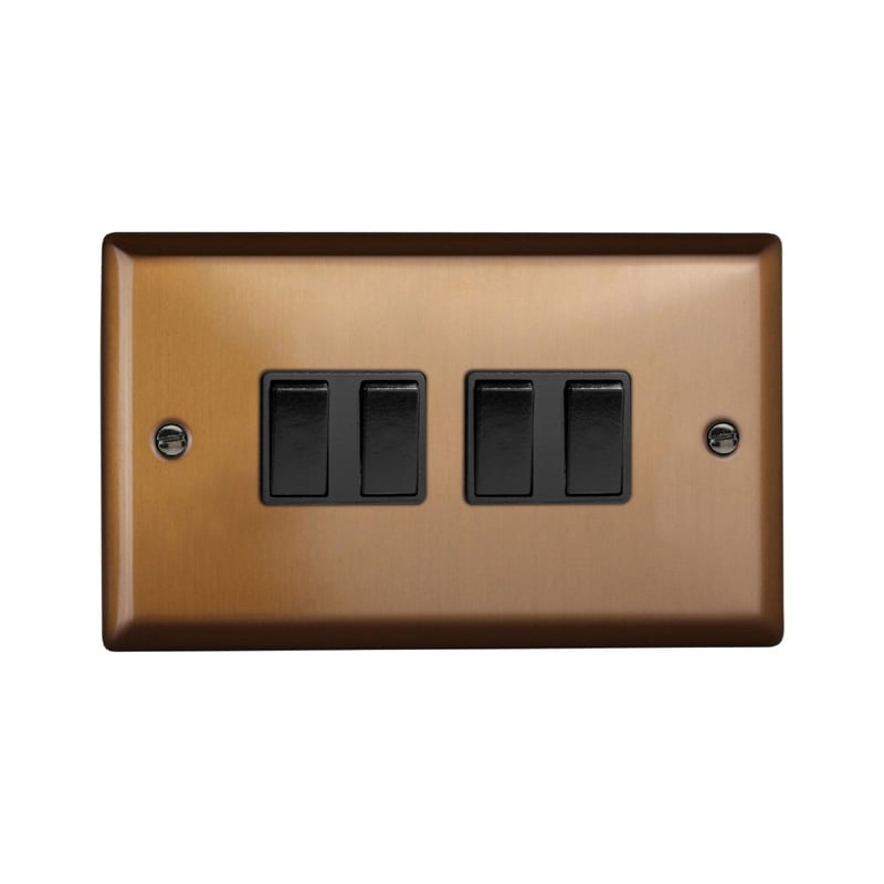Varilight Urban 10A 4G Rocker Switch Brushed Bronze Twin Plate (Standard Plate)