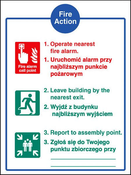 Fire action auto dial without lift (English/polish)