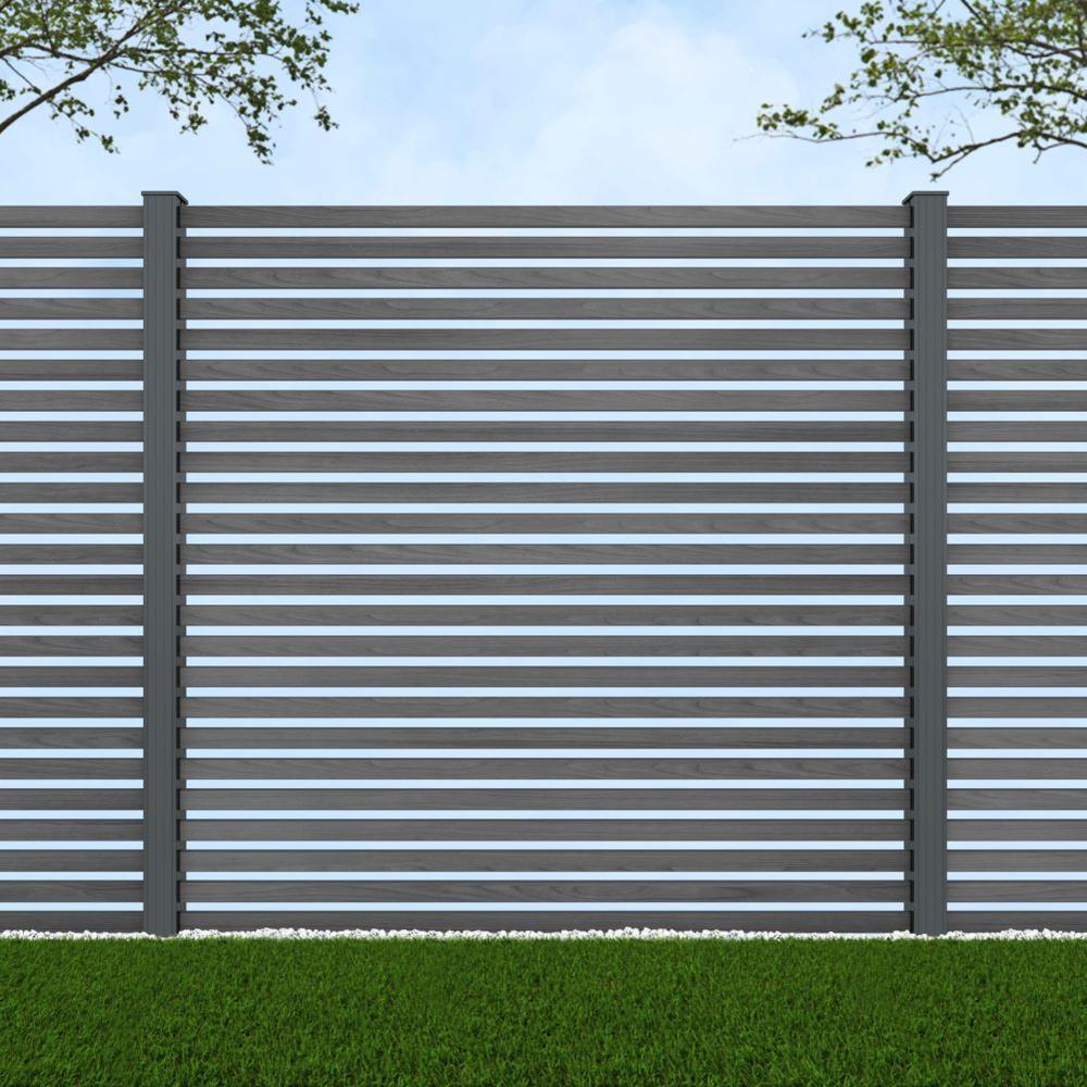 1.8m Parallel 50 Grey Wood Effect - Basalt Grey Posts - Metre Price 