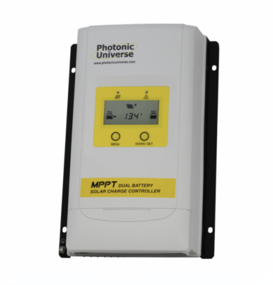 high efficiency 30a dual battery mppt solar charge controller with lcd display for solar panels up to 390w (12v battery system) / 780w (24v battery system)