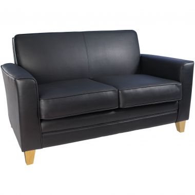 Specialising In Black Leather Faced Reception Sofa - Single & Twin Option UK