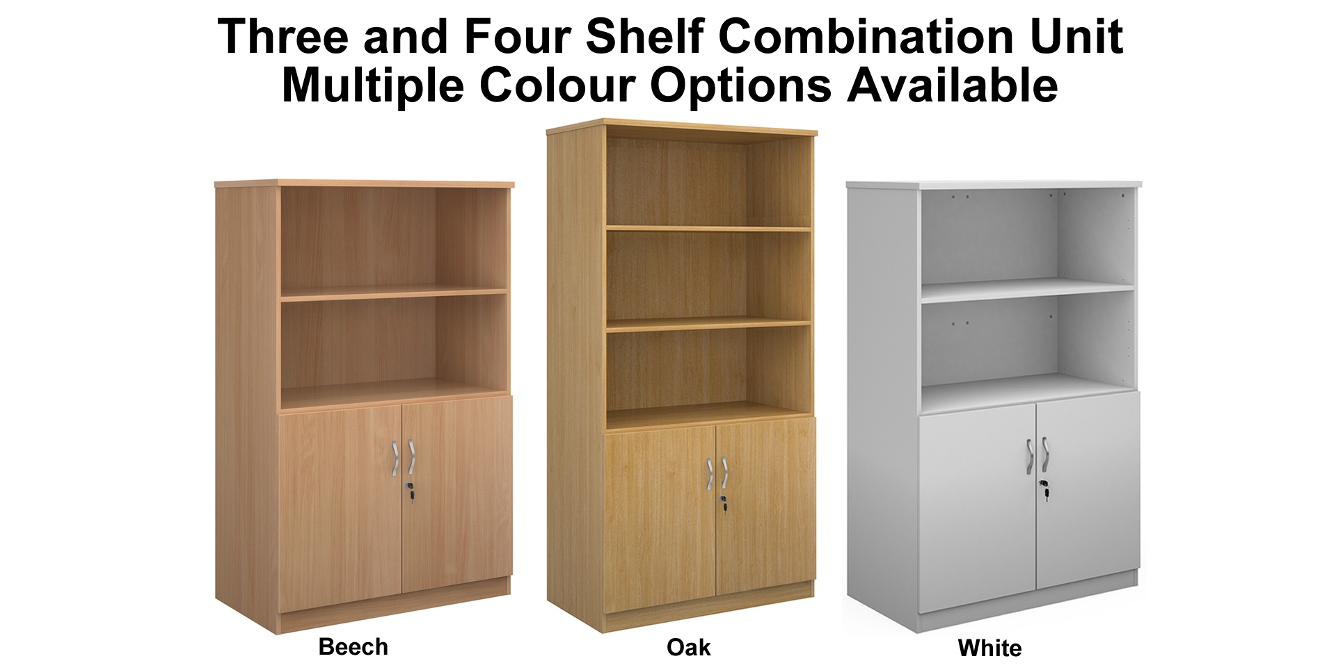 Deluxe Three or Four Shelf 1020mm Wide Combination Open Bookcase Huddersfield