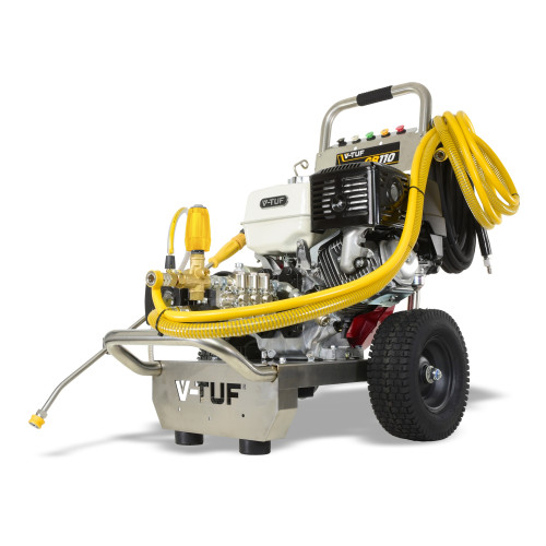 V-TUF GB110SSE 3000psi, 200Bar, 21L/min Industrial 13HP Gearbox Driven Honda Petrol Pressure Washer - Stainless Steel Frame & Electric Start For Commercial Work