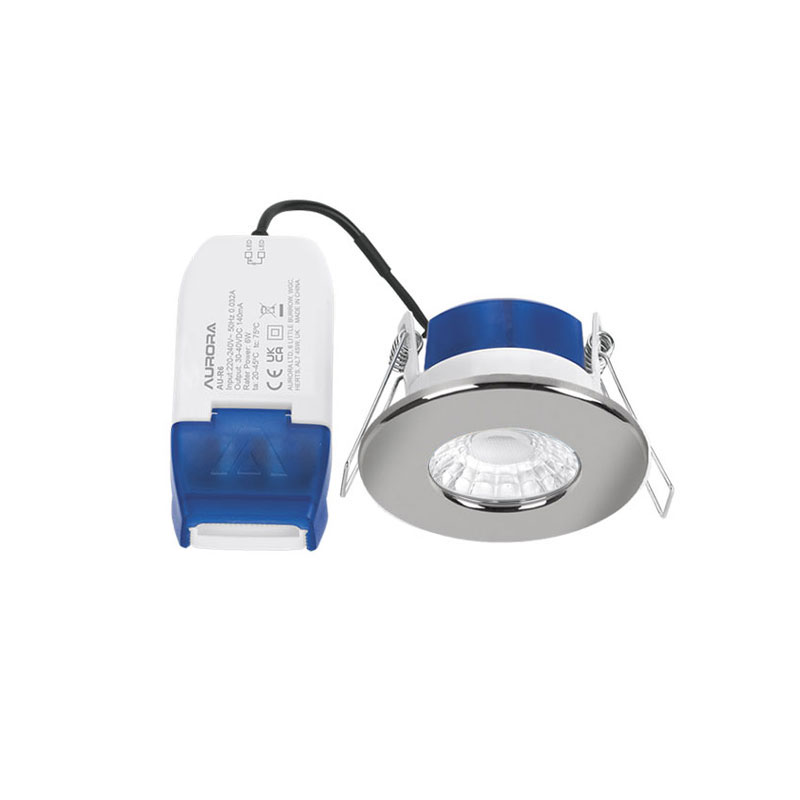 Aurora R6 Fixed 6W Fire Rated LED Downlight Chrome 3000K