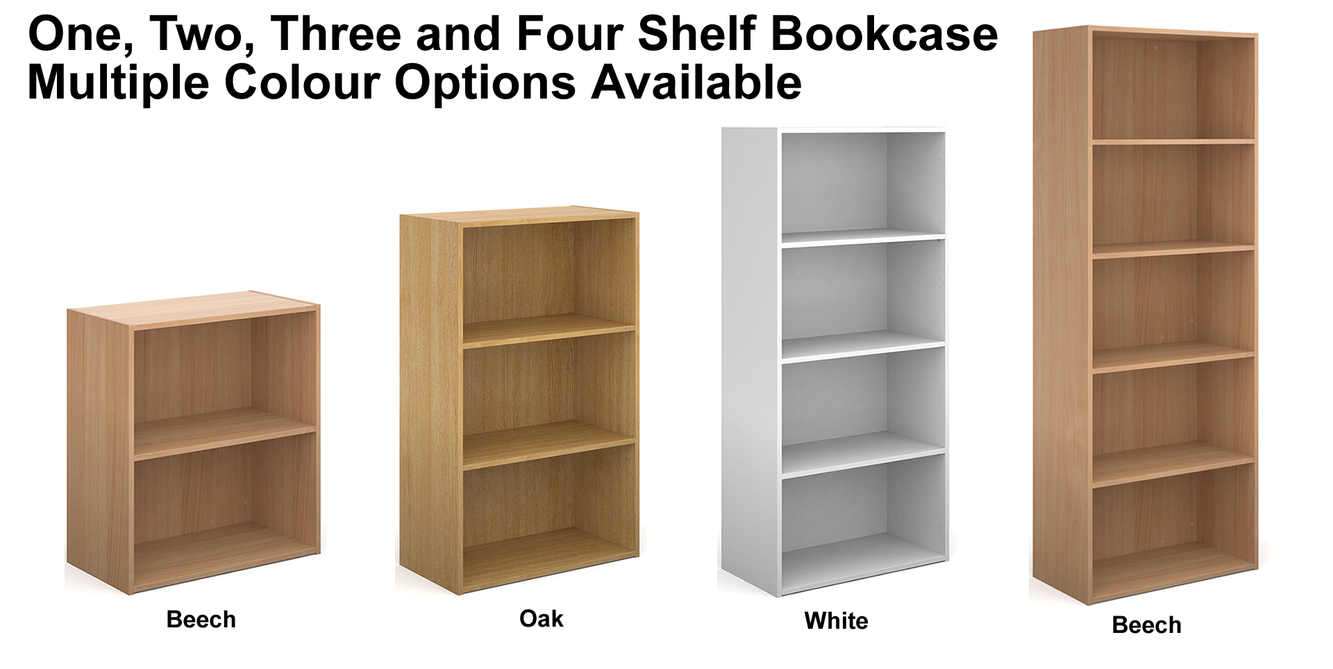 Deluxe One, Two, Three or Four Shelf 1020mm Wide Bookcase UK