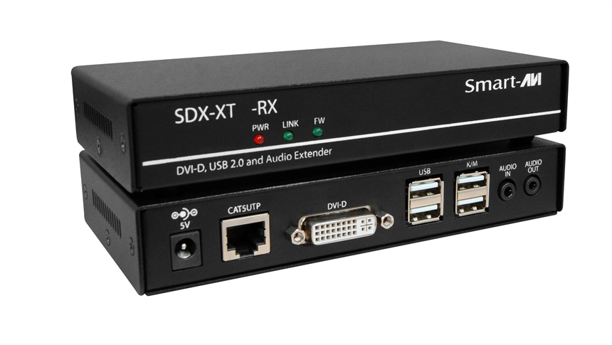 SmartAVI - SDX-XT - Extend DVI-D, USB 2.0, USB KEYBOARD/MOUSE and Audio up to 500 feet over a single CAT5/6 Uncompressed Cable