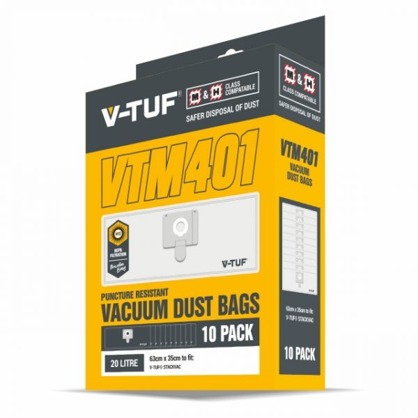 V&#45;Tuf StackVac H13 HEPA Dust Bags Pkt 10 VTM401 For DIYers