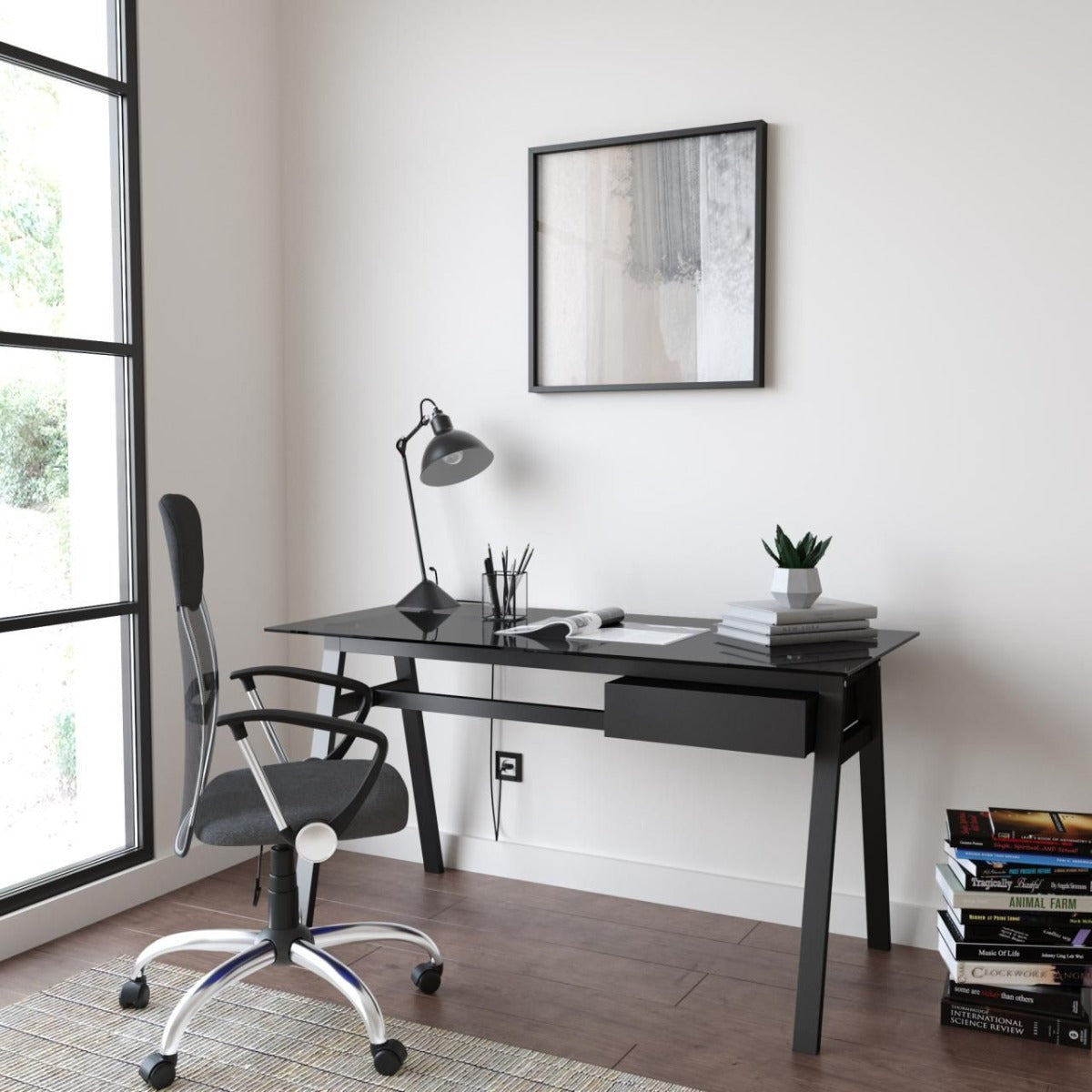 Richmond Glass Home Office Desk - Black, Grey or White Option Near Me