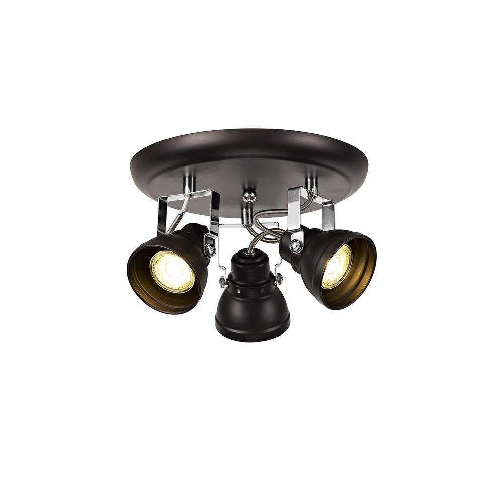 Luxuria Praxis 25cm Adjustable Round Spotlight 3xGU10 (Max 10W LED) Oiled Bronze/Polished Chrome