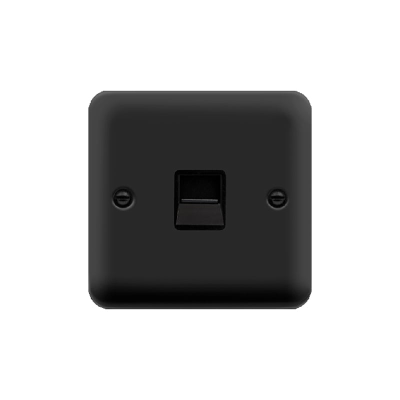 Click Deco Plus Single Telephone Outlet (Secondary) Matt Black Black Inserts