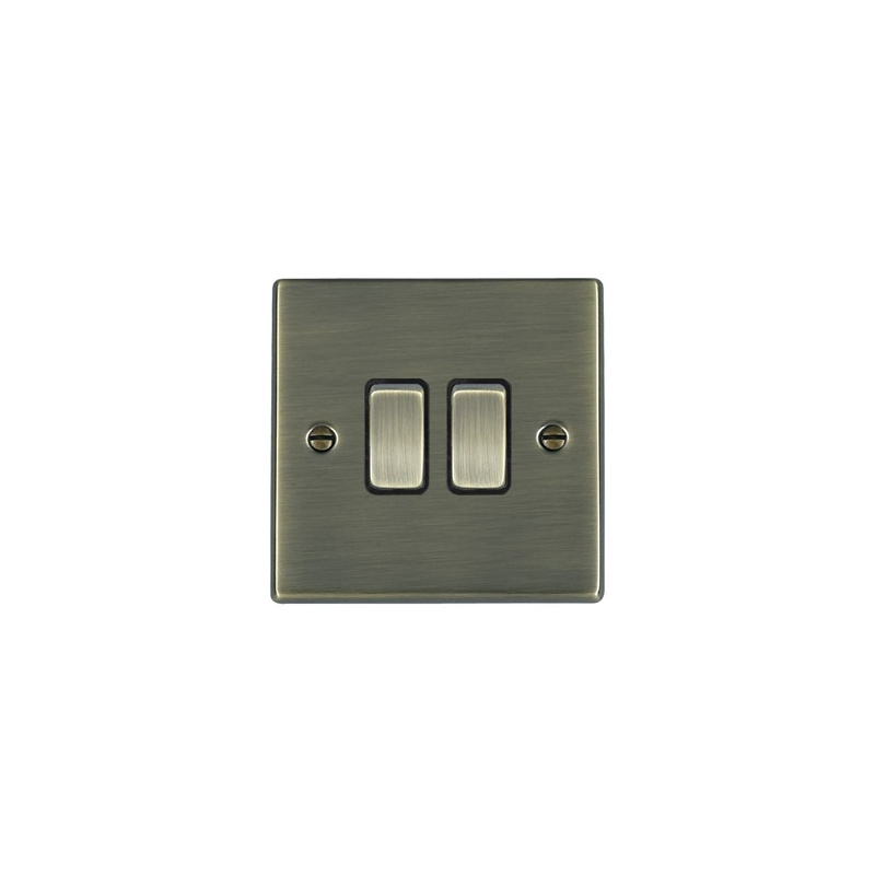 Hamilton Hartland 2 Gang 2 Way Rocker Switches Antique Brass