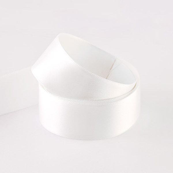 5940PR2/25mm White (76mmc 200 Metre)-100% Recycled Polyester Single Sided Woven Edge Ribbon