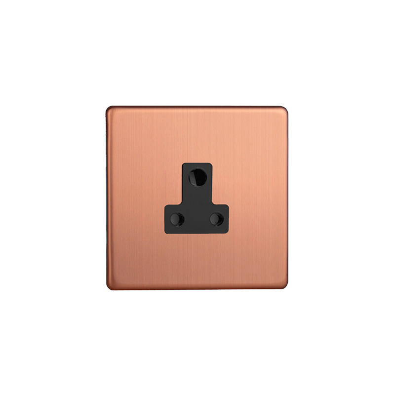 Varilight Urban 1G 5A Round Pin Socket Brushed Copper Screw Less Plate