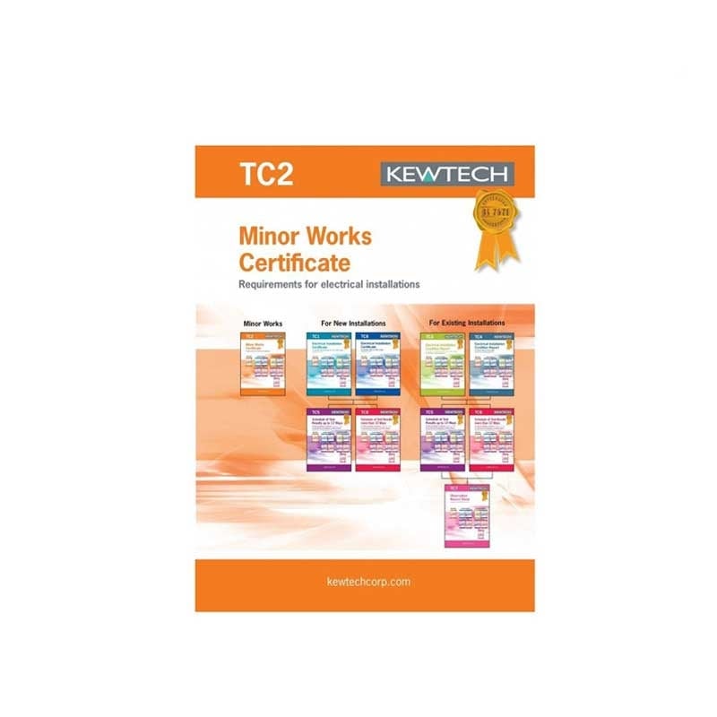 Kewtech TC2 40pgs Installation Minor Works Certificate 