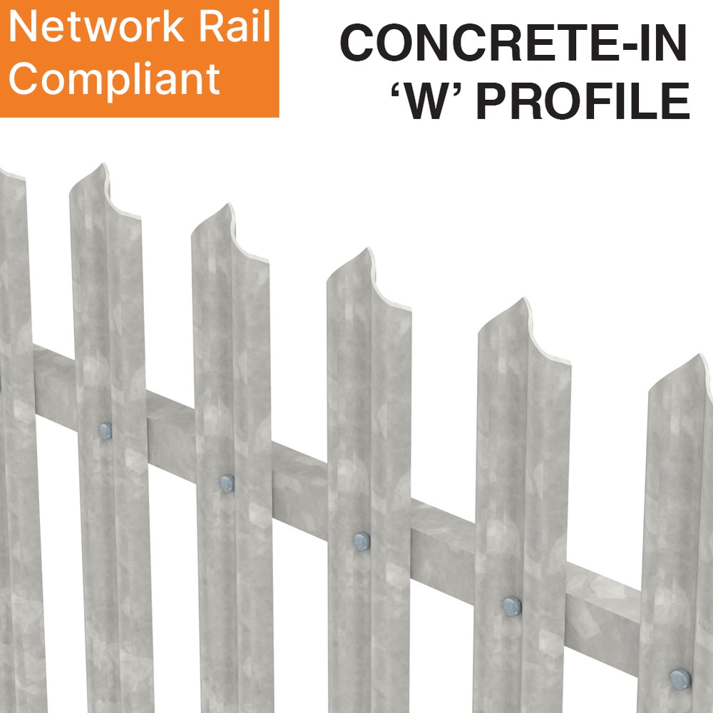 1.8m High Palisade Galv. - Metre Run 2.5mm Single Point (W)