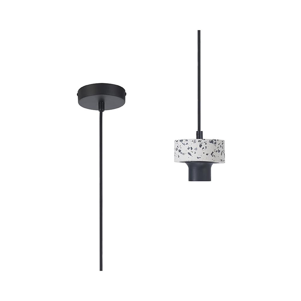 Luxuria Meash 10cm Suspension (FRAME ONLY) E27 Terrazzo Marble / Black / Black Fabric