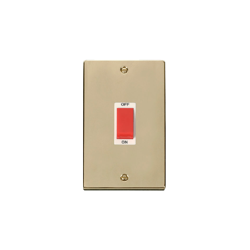 Click Deco 2 Gang 45A DP Switch Polished Brass Insert White