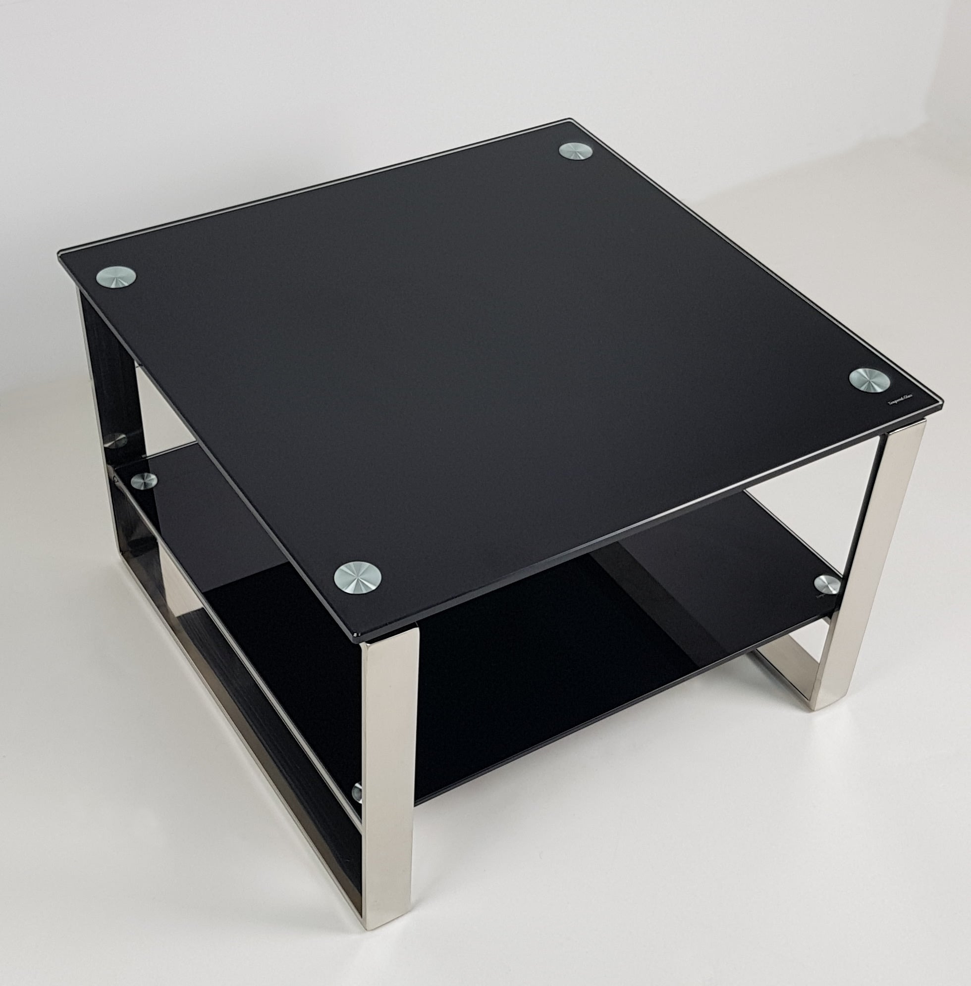 Double Shelf Black Glass Coffee Table - JDBLG-2 UK