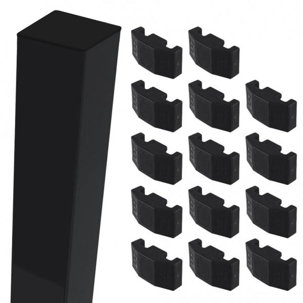 Black Corner Post For 2.4m High FenceWith Fixings (3.1m Overall Length)