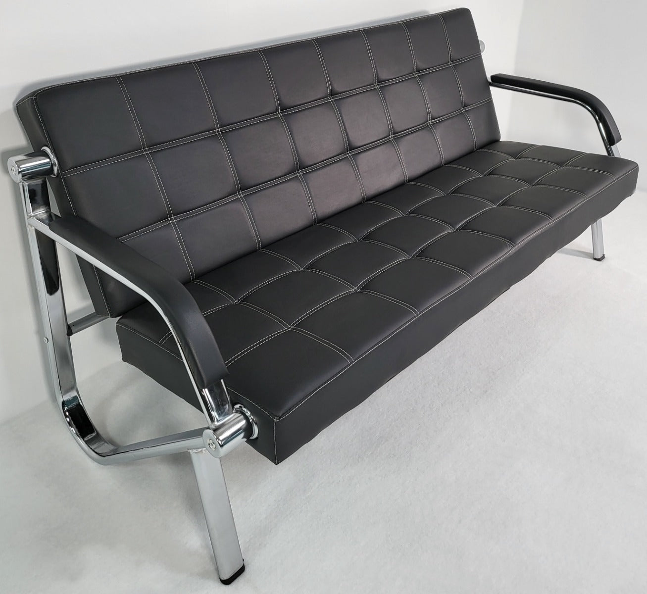 Black Leather Breakout Reception Sofa - 1 & 3 Seat Available UK