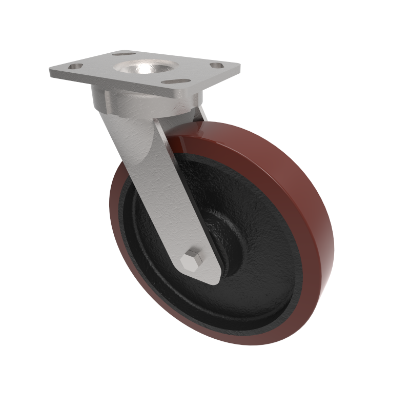 Polyurethane Cast Iron Plate Swivel Castor 250mm 1200kg Load