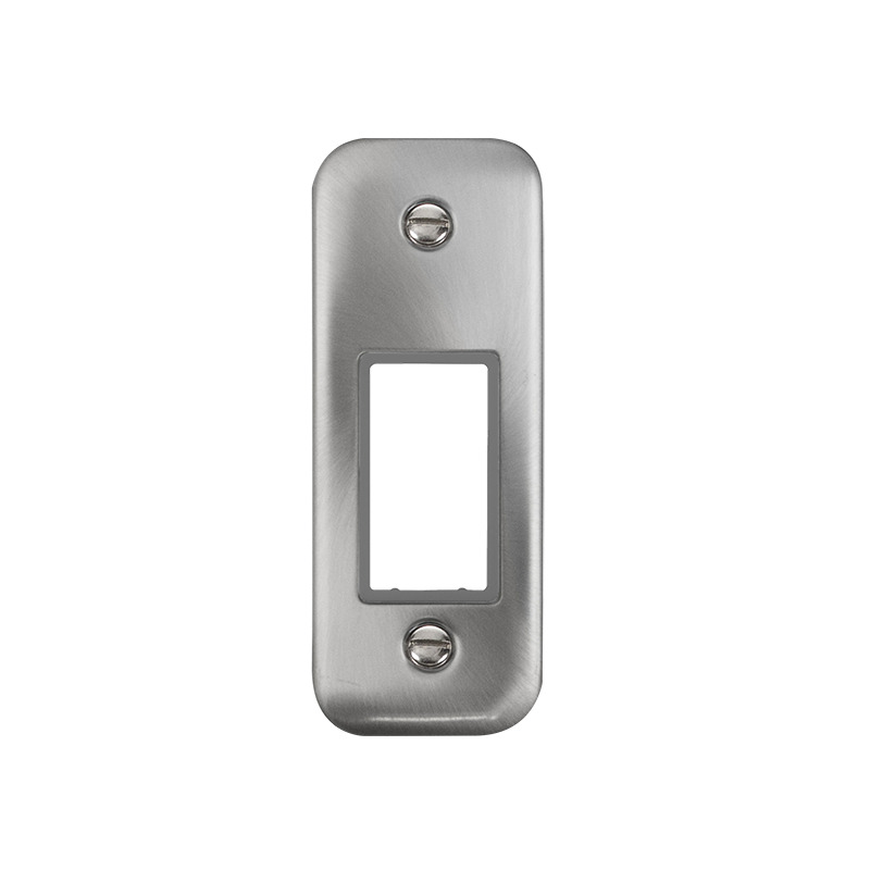 Click Deco Plus MiniGrid 1 Aperture Architrave Face Plate Satin Chrome Grey Inserts