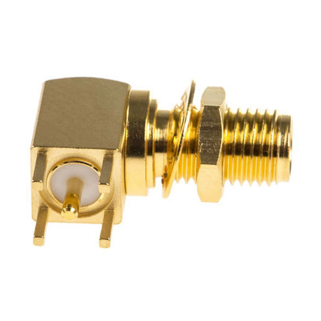 Telegartner J01151A0201 (100024685) Right Angle, 50 OHM, Through Hole SMA Connector, Jack, Solder Termination,