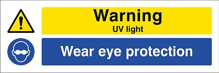 Warning UV light Wear eye protection