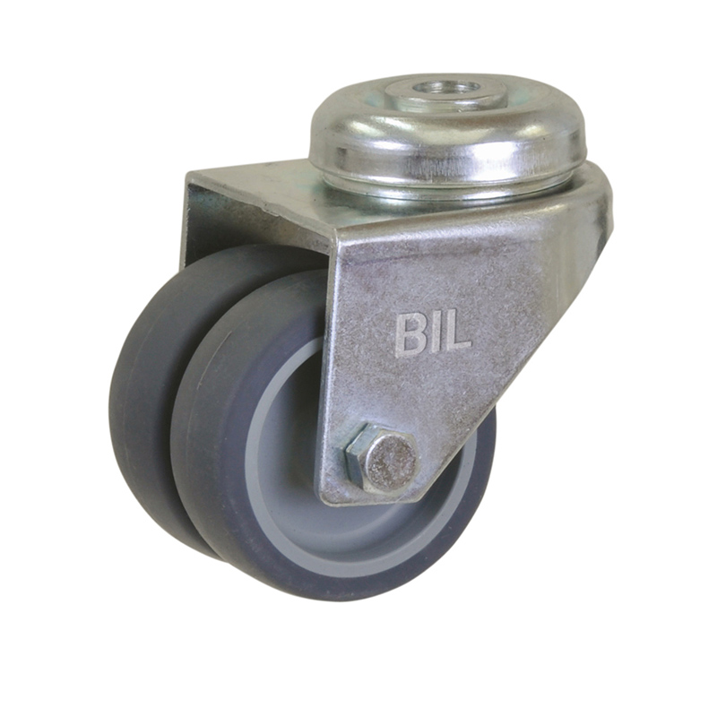 Grey Rubber Bolt Hole Swivel Castor 75mm 90kg Load