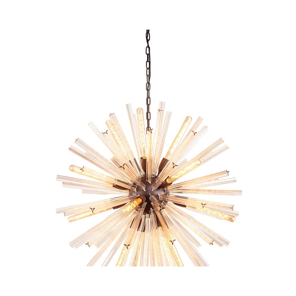 Luxuria Seneca 90cm 16 Light E27 Round Pendant Brown Oxide / Champagne Gold Glass