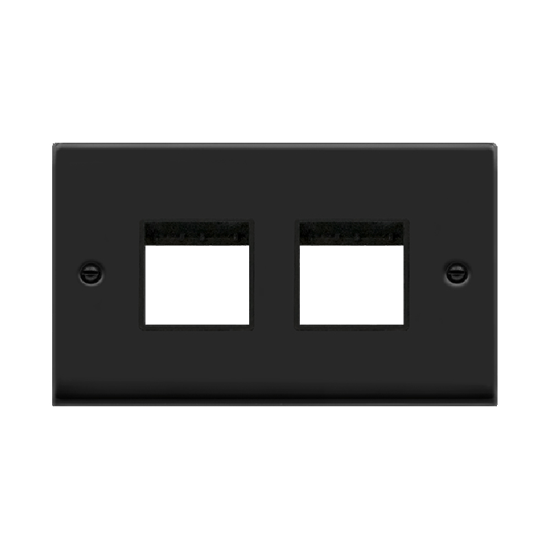 Click Deco 2 Gang Plate 2 x 2 Aperture Unfurnished Plate Matt Black Black Inserts