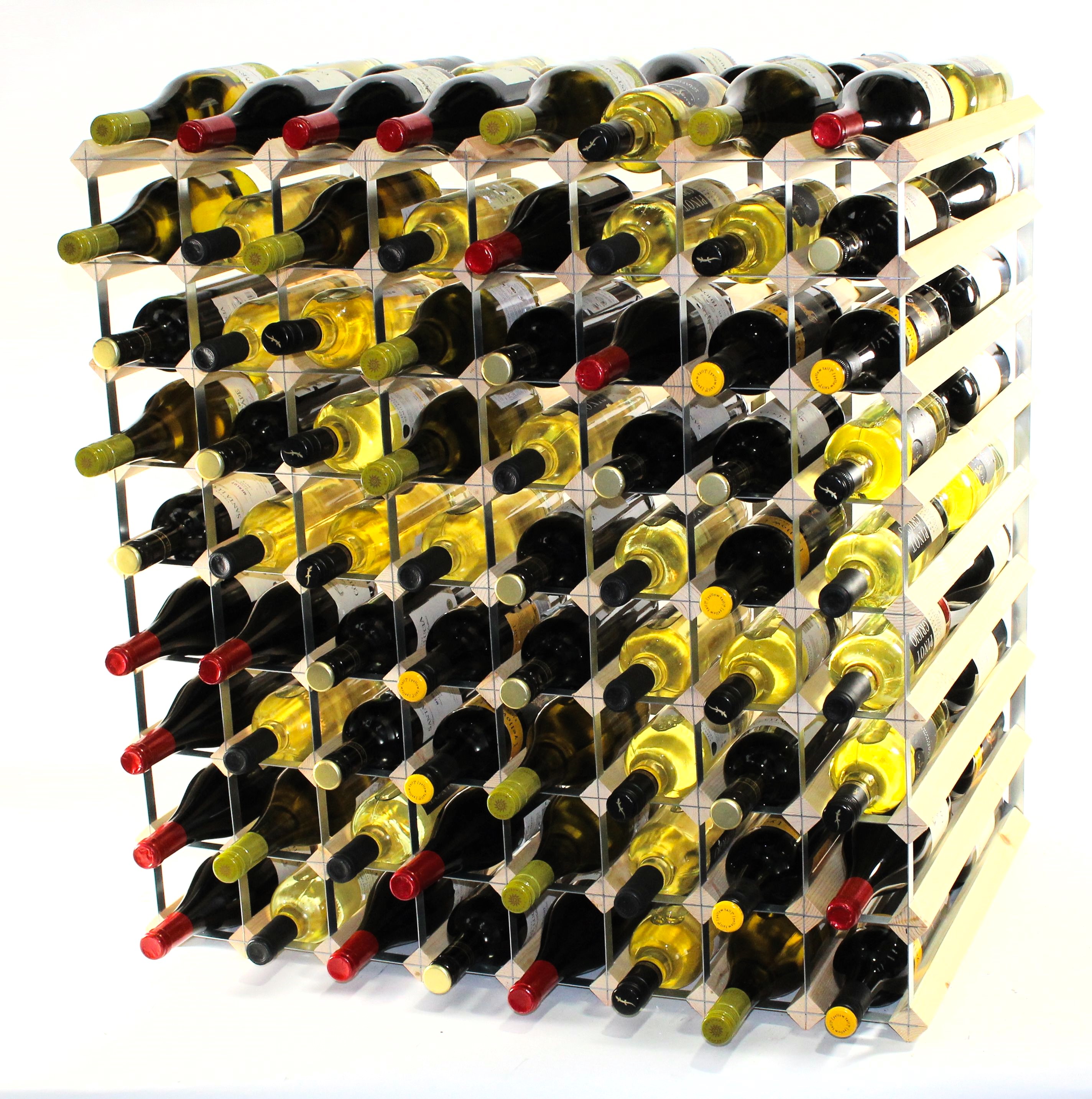Double depth 144 bottle wine rack - Pine Wood - Galvanised metal