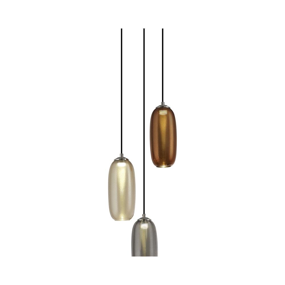 Luxuria * Phoenix 28cm Multiple Pendant 3x6W LED 4000K 1620lm Smoked Copper & Champagne/Black