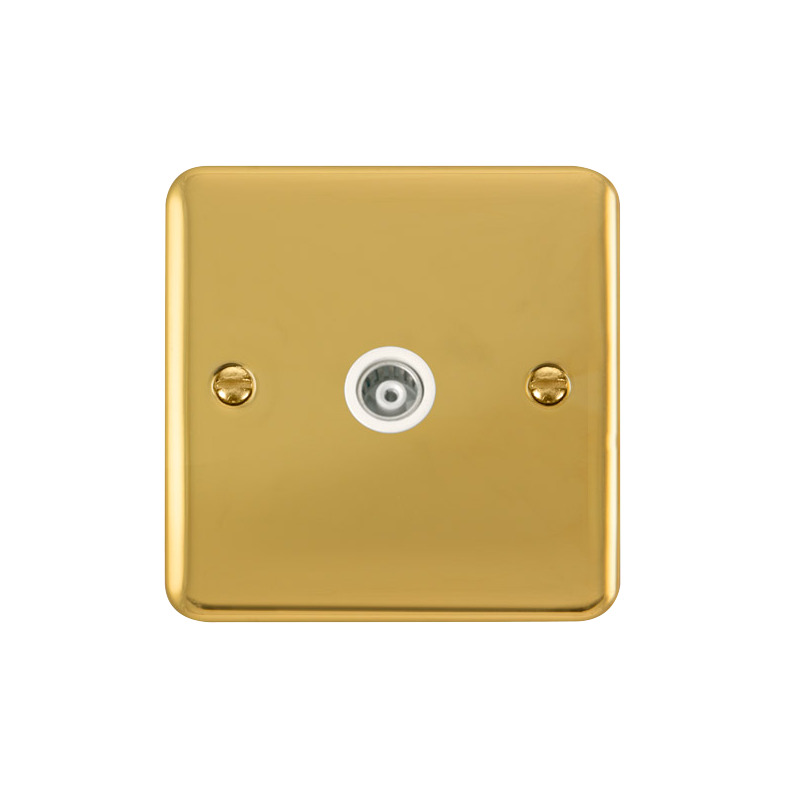 Click Deco Plus Single Isolated Coaxial Outlet Polished Brass White Inserts